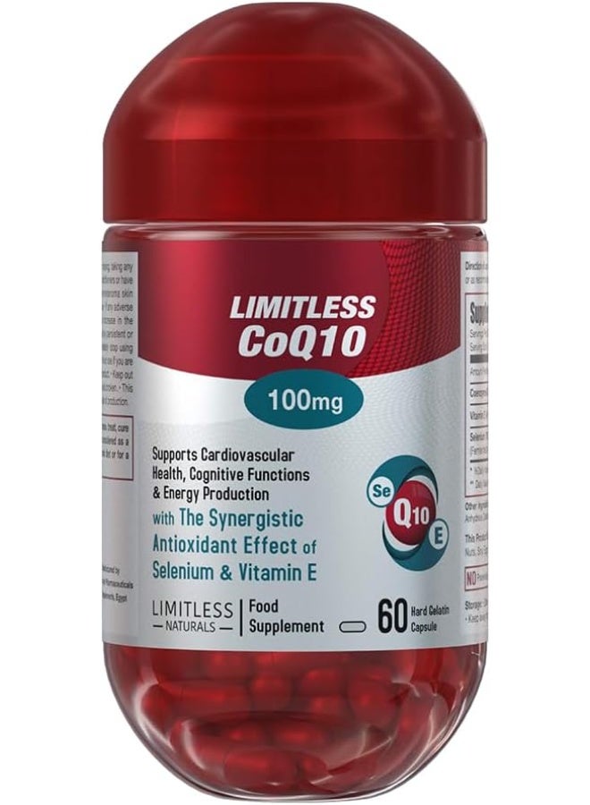 ليمتليس كبسولات CoQ10 بتركيز 100 ملغ، مع فيتامين E والسيلينيوم، لدعم مضادات الأكسدة وإنتاج الطاقة، 60 كبسولة - Image 1